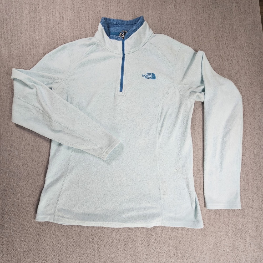 The North Face Sweatshirt Womens Medium Light Blue Long Sleeve 1/4 Zip